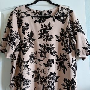 Bobeau pink and black velvet top.